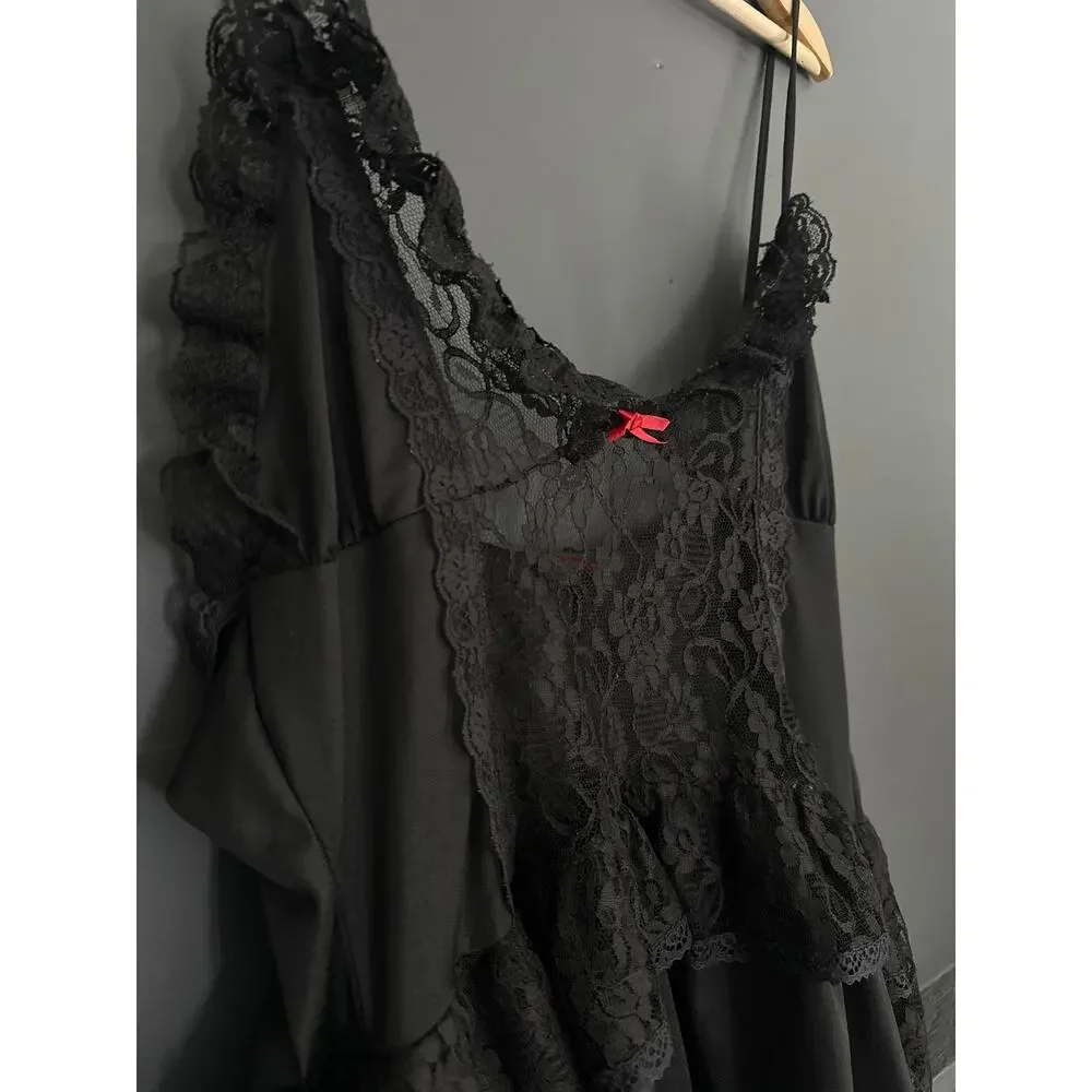 Vintage Traffic Jam Fairy Goth Sheer Negligee Lingerie Black Chemise Size Medium - Picture 6 of 12